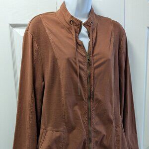 XCVI Wearables Ruched Zip Front Stretchy Dress-Jacket Size L